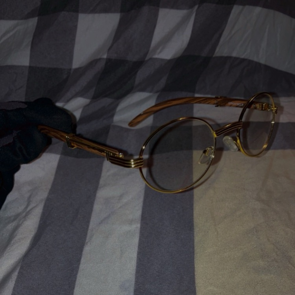 Light Brown & Gold rounded designer luxury glasses. NEW